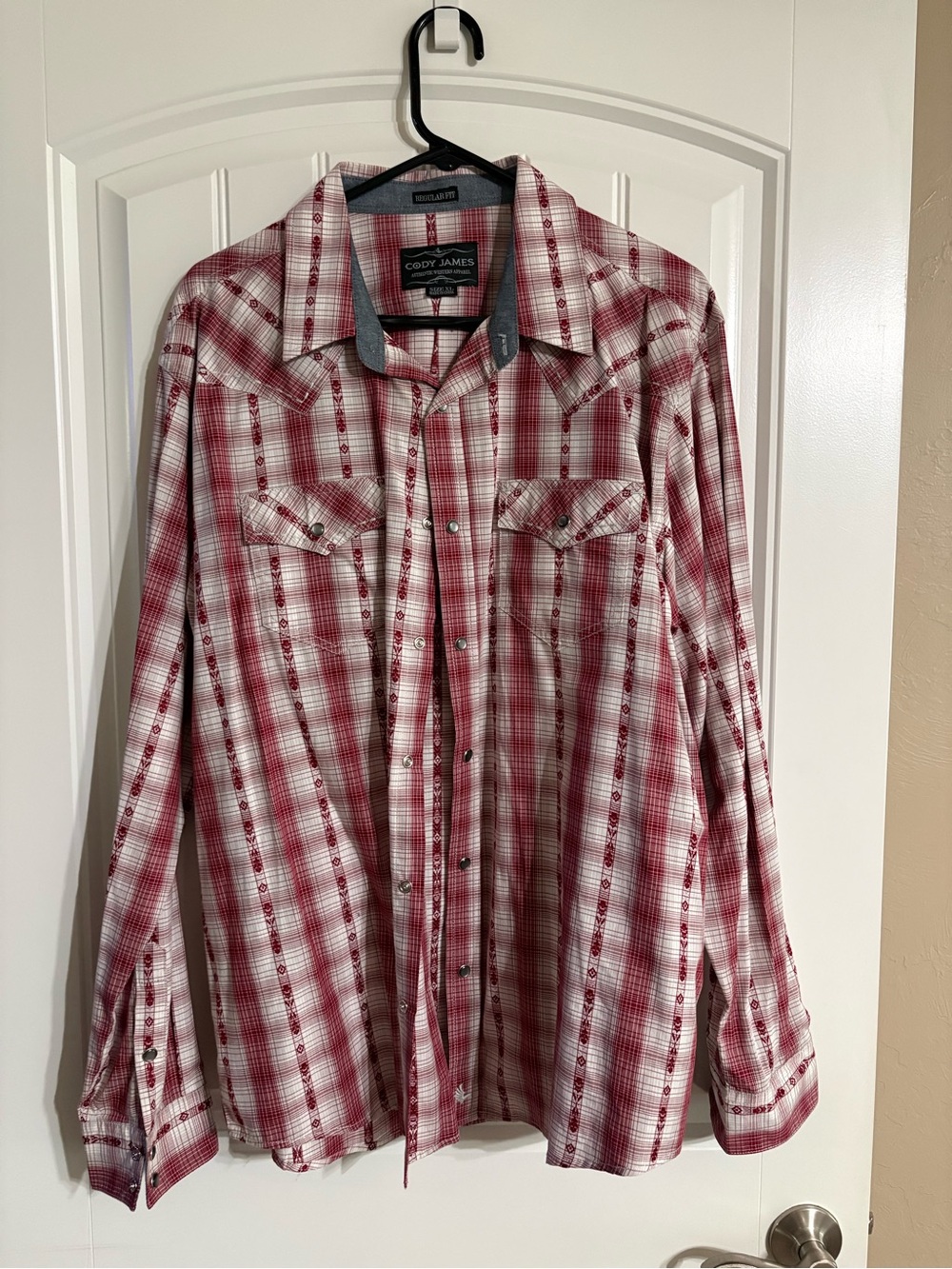 Cody James Red Plaid Western-Style Button-Down Shirt